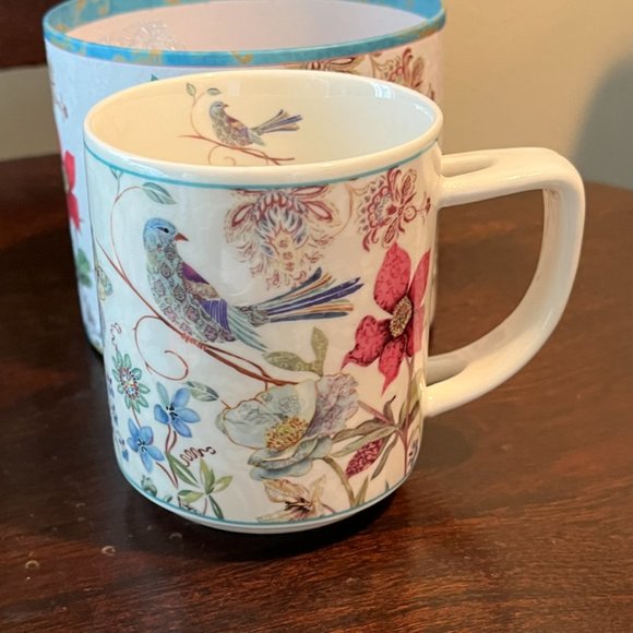 NWT Cook Prep Eat Ceramic Coffee/Tea Mug w/spoon in GIFT BOX, 9 oz., FLORAL - Picture 3 of 7